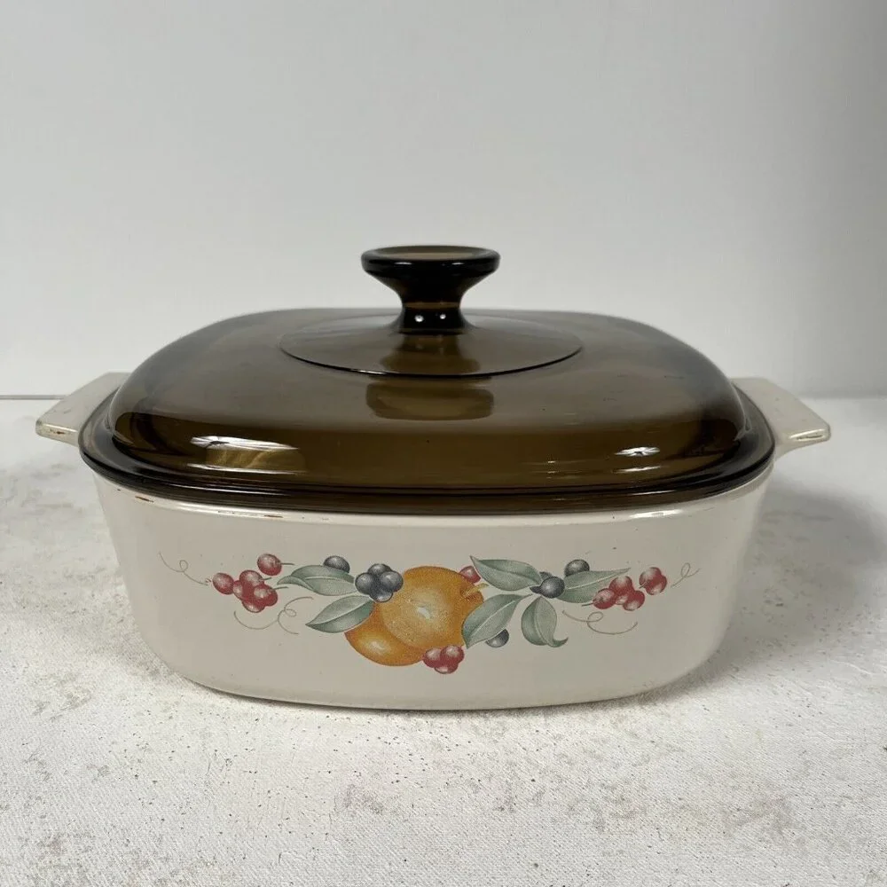Corningware Abundance 2L Covered Casserole‎ Pyrex Lid fruit design